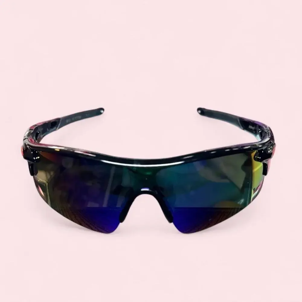 Black wraparound shield sunglasses Y2k cybercore sporty futuristic festival